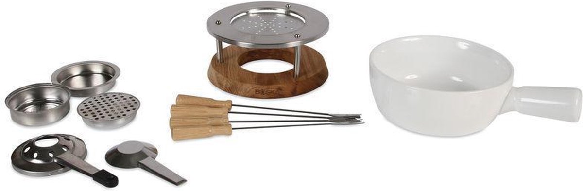 Boska Fondueset Bianco - Voor 1 Liter Kaas - Wit - 1,3 L - Bruin