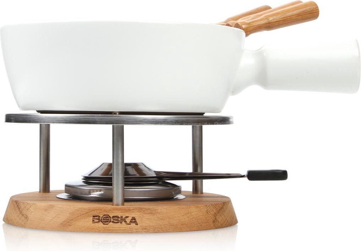 Boska Fondueset Bianco - Voor 1 Liter Kaas - Wit - 1,3 L - Bruin