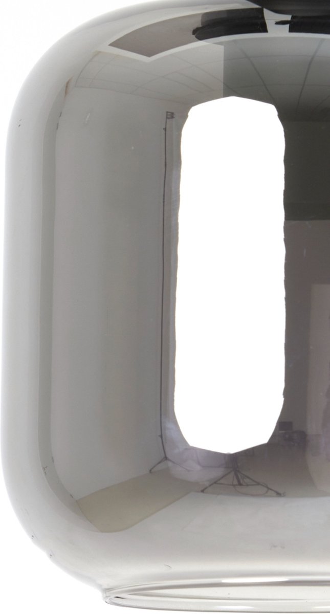 Light & Living Lekar Hanglamp 21x37 cm + smoke glas - Zwart
