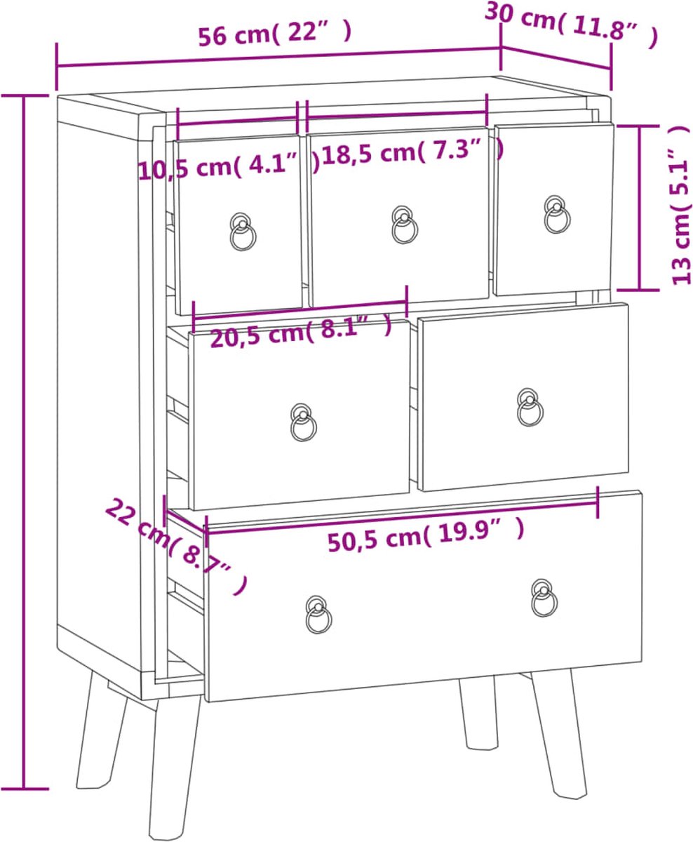 Vidaxl Ladekast 56x30x80 Cm Massief Teakhout - Bruin