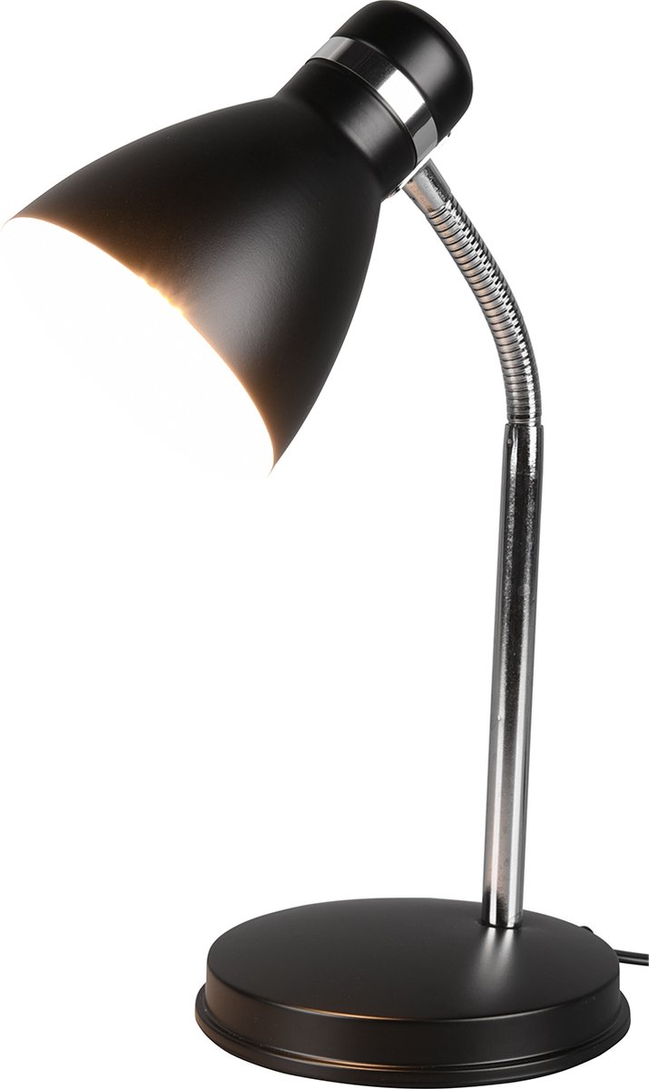 BES LED Led Bureaulamp - Tafelverlichting - Trion Himaya - E27 Fitting - Rond - Mat - Aluminium - Zwart