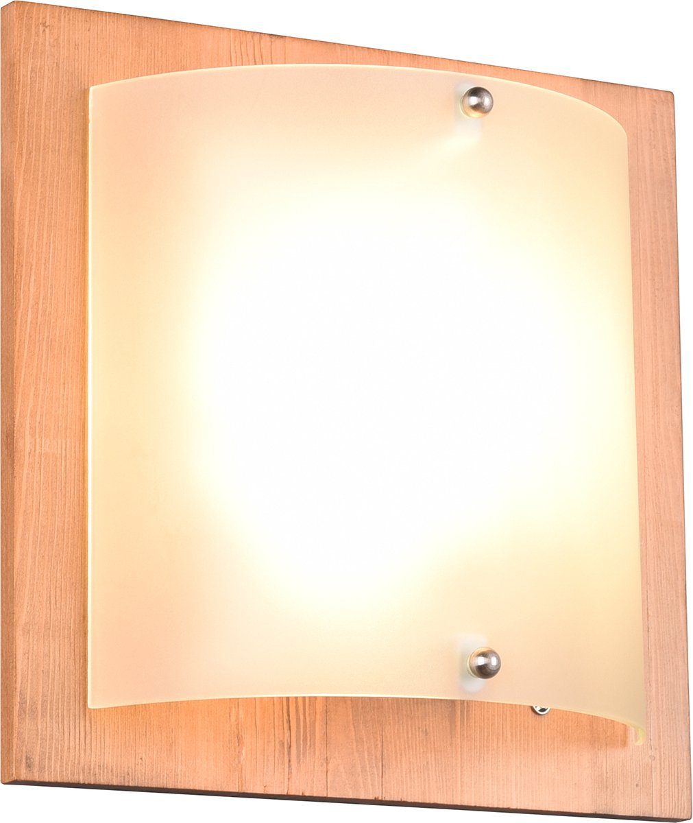 BES LED Led Wandlamp - Wandverlichting - Trion Palan - E27 Fitting - 1-lichts - Vierkant - Mat - Hout - Bruin