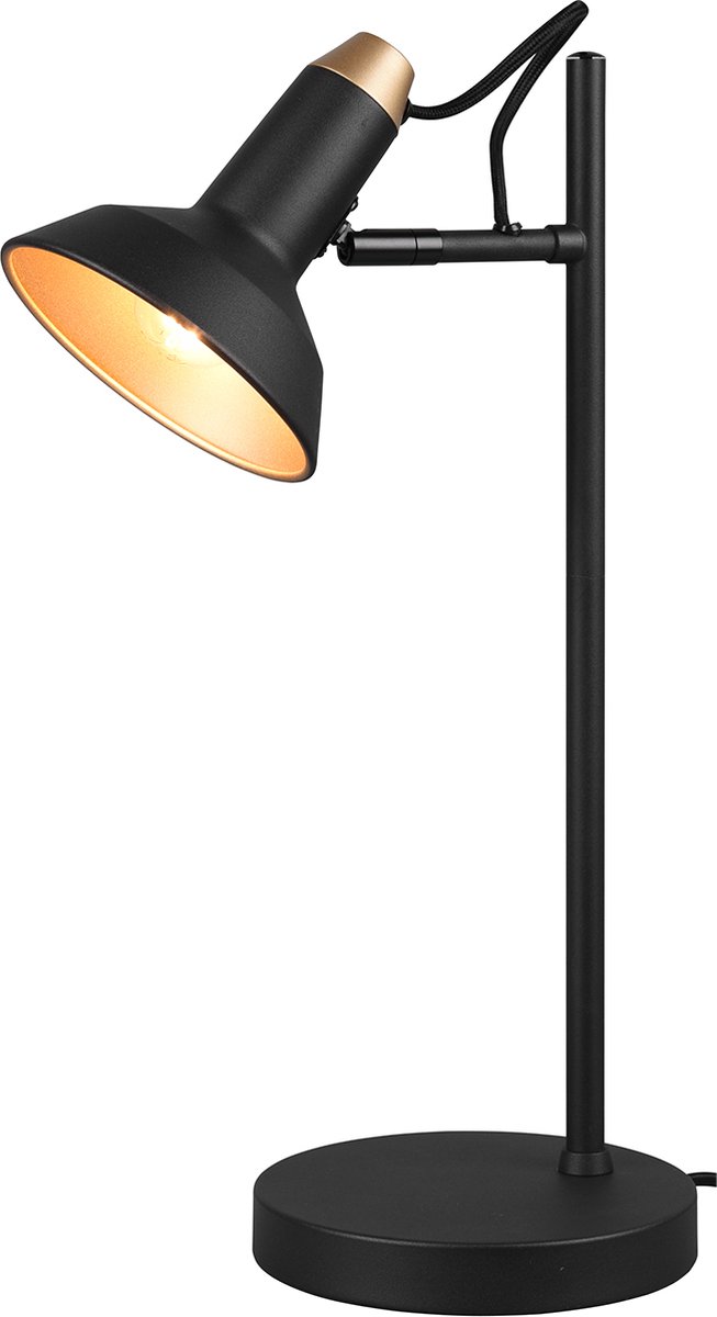 BES LED Led Bureaulamp - Tafelverlichting - Trion Rollo - E14 Fitting - Rond - Mat - Aluminium - Zwart