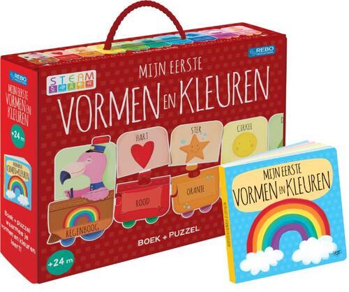 Top1Toys Puzzeltrein 20 stukjes en boek - Mijn eerste vormen en kleuren