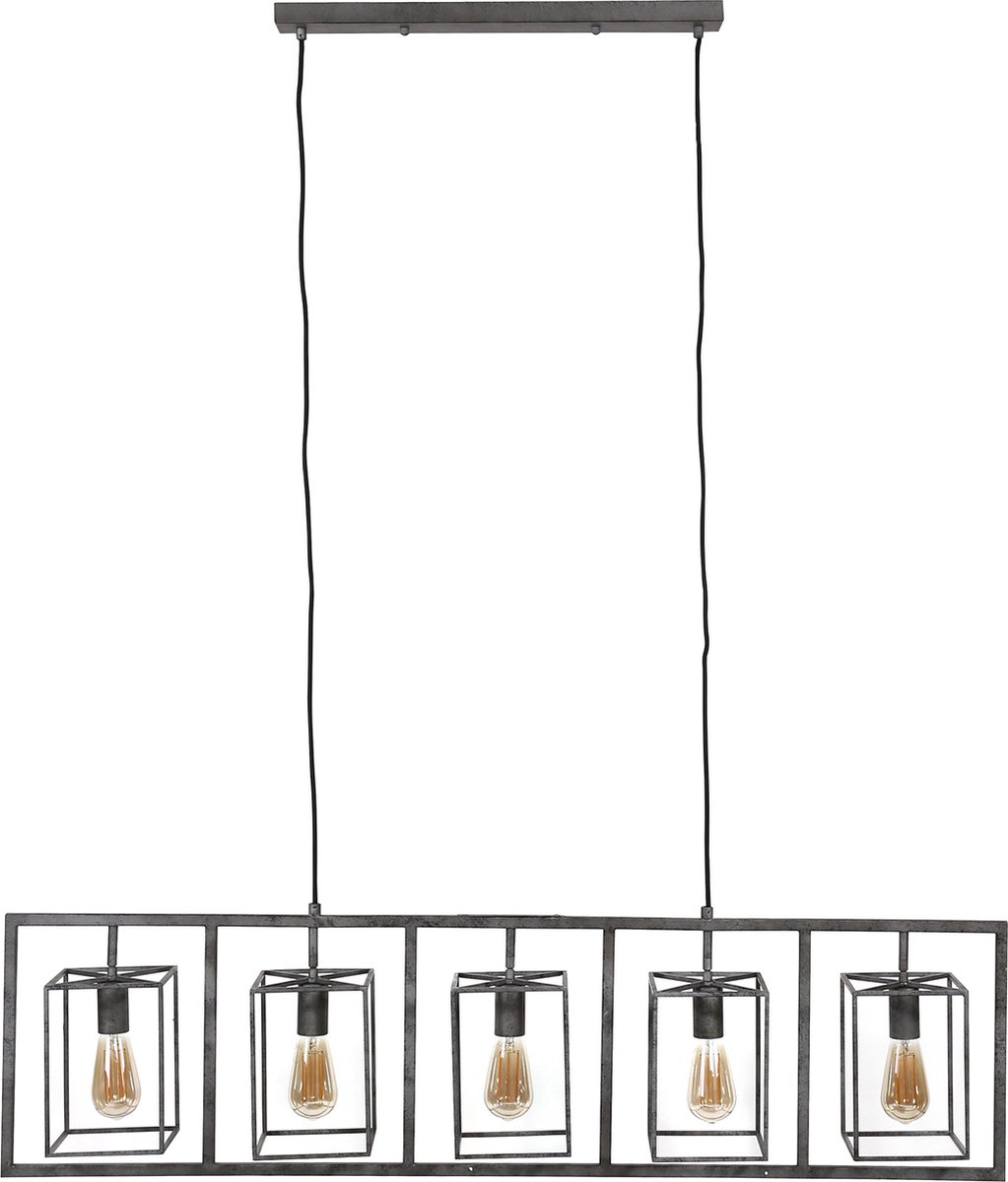 Hoyz - Hanglamp Cubic Tower - 5 Lampen/zwart - 130x15x150 - Grijs
