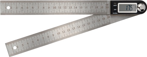 Hoekmeter | raillengte 200 mm | aflezing 0,1 graden | digitaal - 4000858714