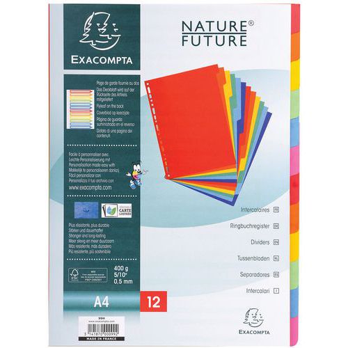 Exacompta Tabblad 25st glanskarton 400g - A4 maxi -