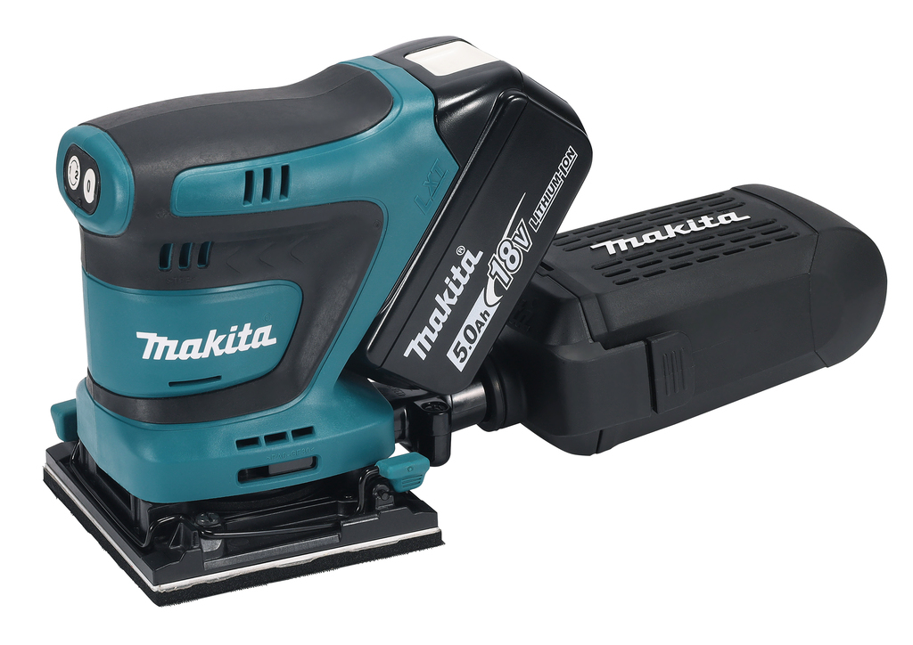 Makita DBO481RTJ Accu Handpalm Vlakschuurmachine | 18V | 2 x 5.0 Ah accu + snellader | In Mbox