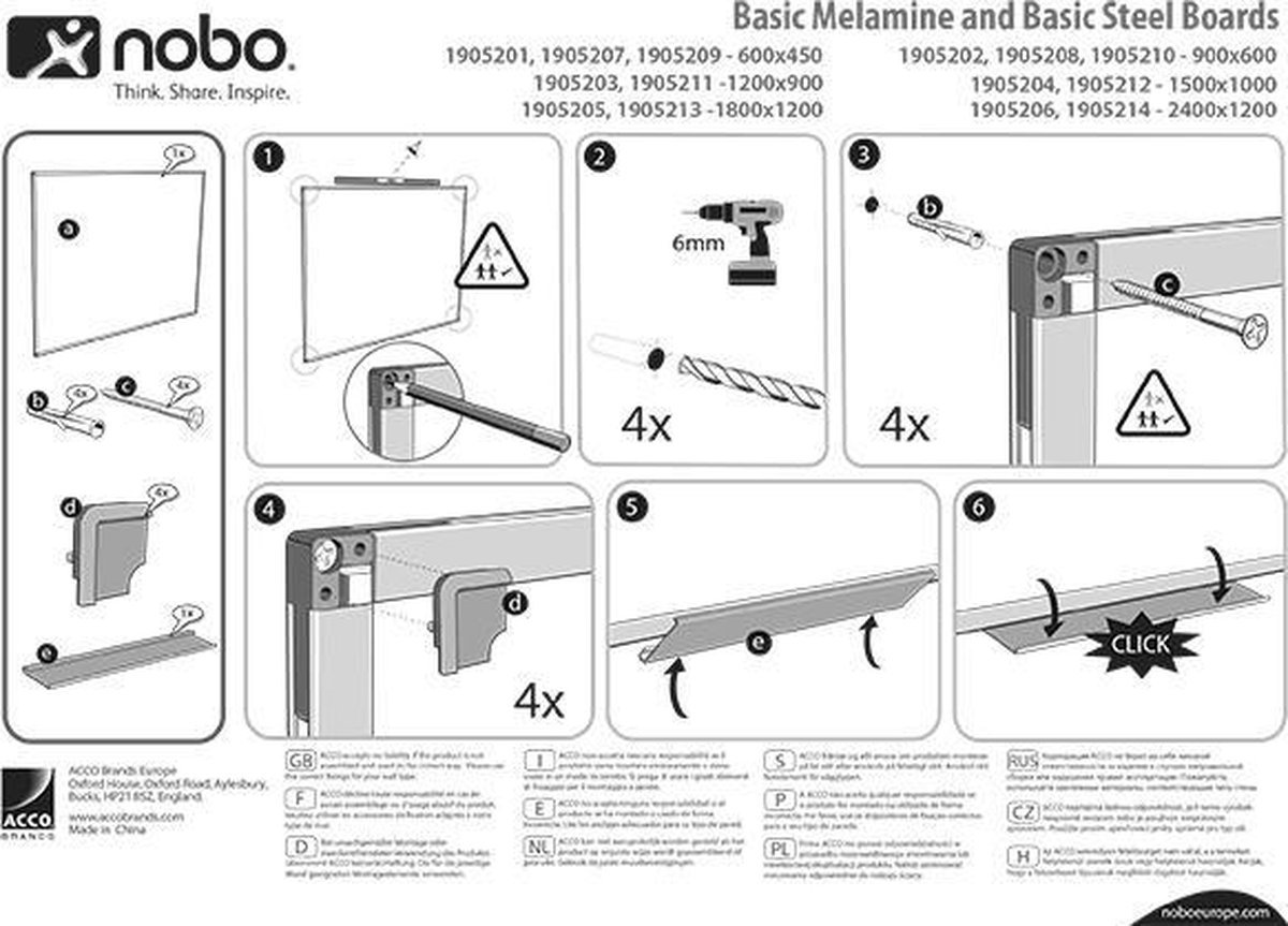 NOBO Whiteboard Basic Gelakt Staal