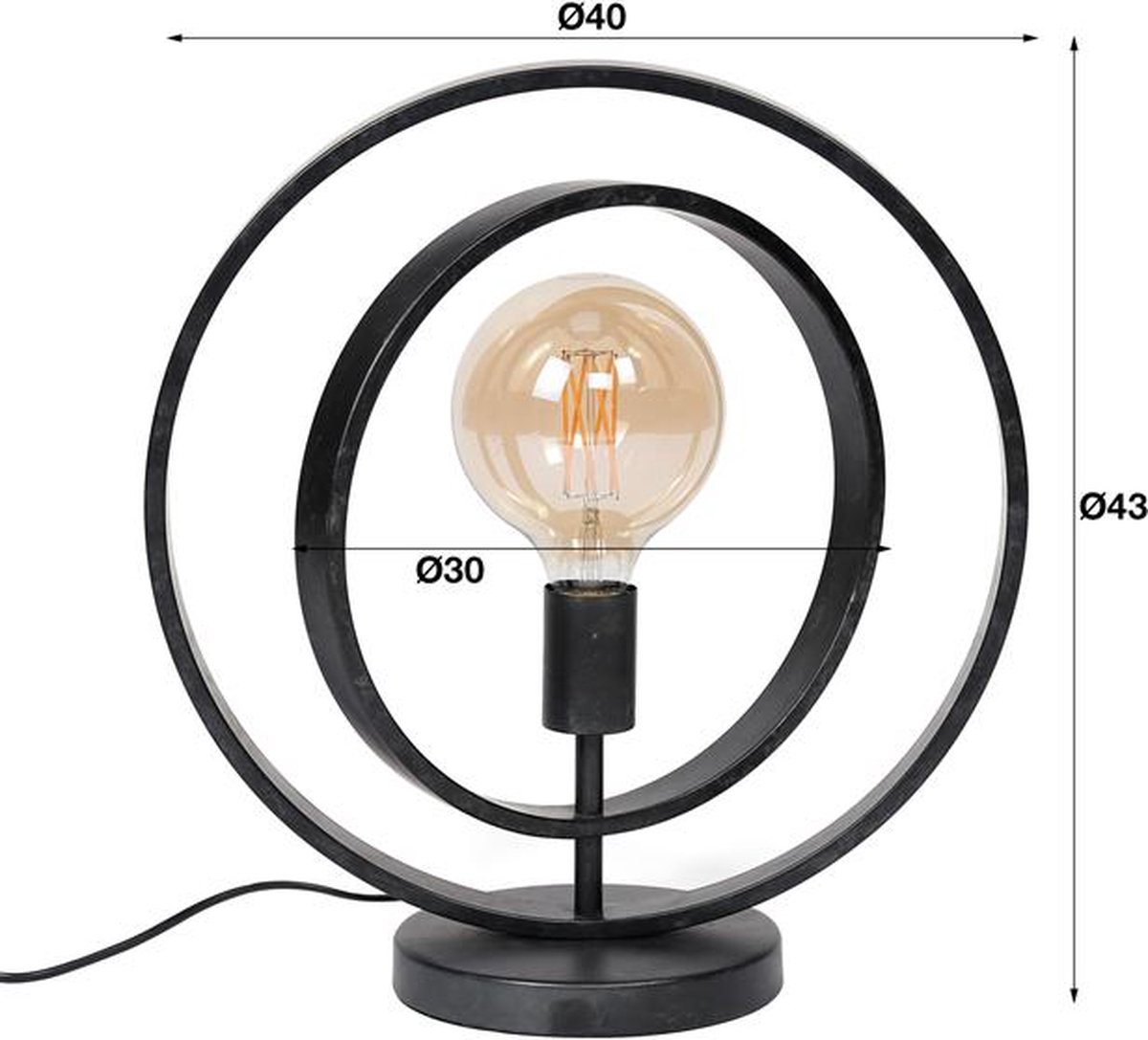 Hoyz - Tafellamp Industrieel - Draaiende Tafellamp Van Metaal - Vintage - Zwart - Grijs