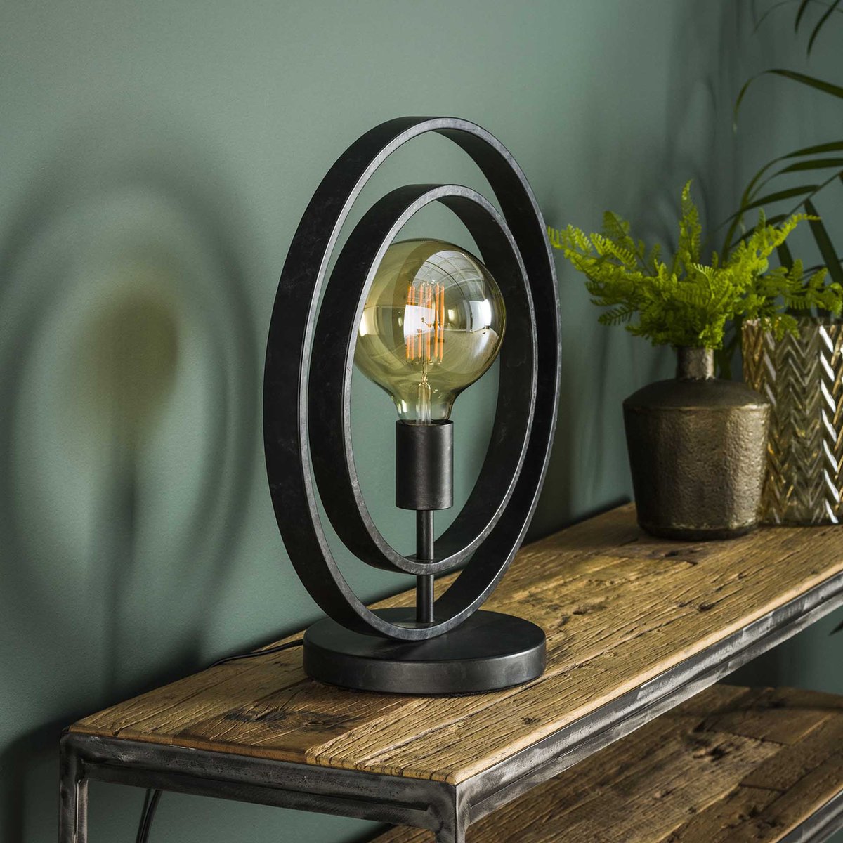 Hoyz - Tafellamp Industrieel - Draaiende Tafellamp Van Metaal - Vintage - Zwart - Grijs
