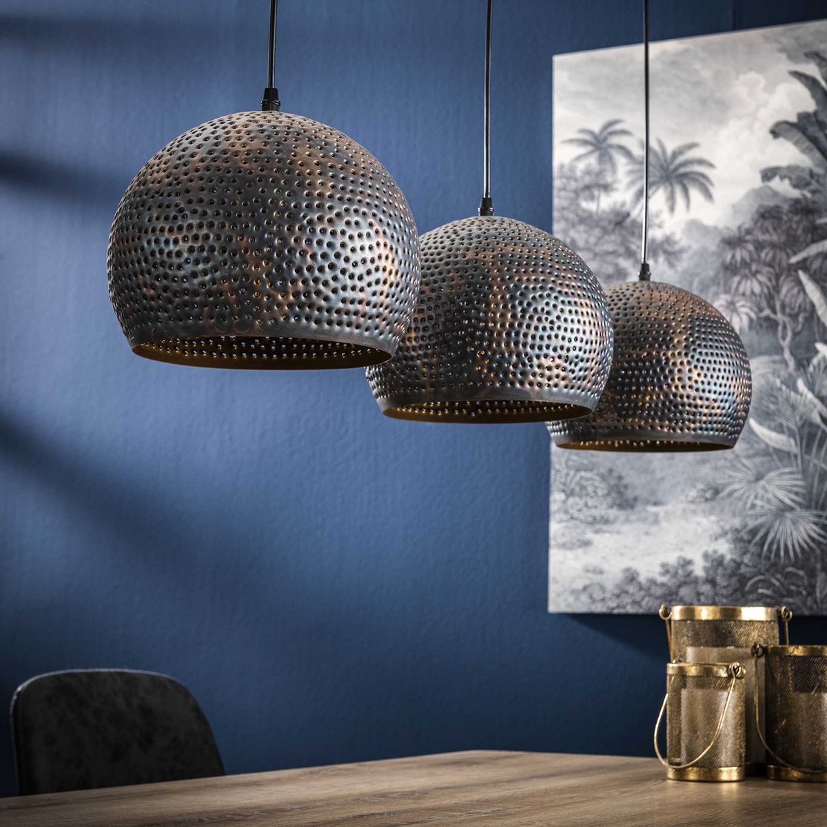 Hoyz - Hanglamp - 3xø25 Half Ronde Metalen Hanglampen - Transpart - Zwart