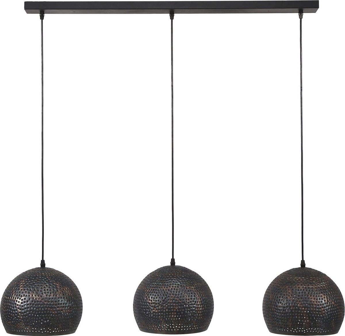 Hoyz - Hanglamp - 3xø25 Half Ronde Metalen Hanglampen - Transpart - Zwart