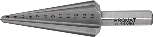 Getrapte plaatboor | boorbereik 3-14 mm | HSS-Co totale lengte 58 mm | snedeaantal 2 - 4000862021