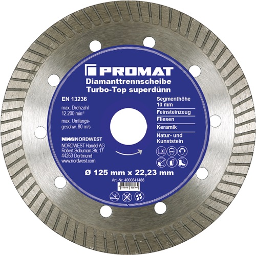 Diamantzaagblad | Turbo-Top | d. 115 mm gat 22,23 mm | superdun | 10 mm - 4000841485