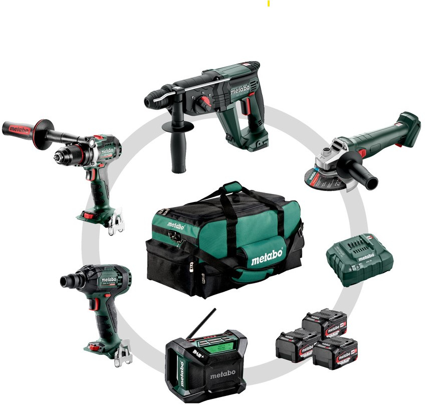 Metabo Comboset 2.4.1 | 5 machines | 18V | 3 x 4,0Ah Li-Ion + lader | In Gereedschapstas