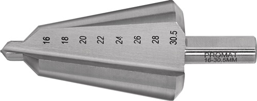 Getrapte plaatboor | boorbereik 16-30,5 mm | HSS-Co totale lengte 76 mm | snedeaantal 2 - 4000862023