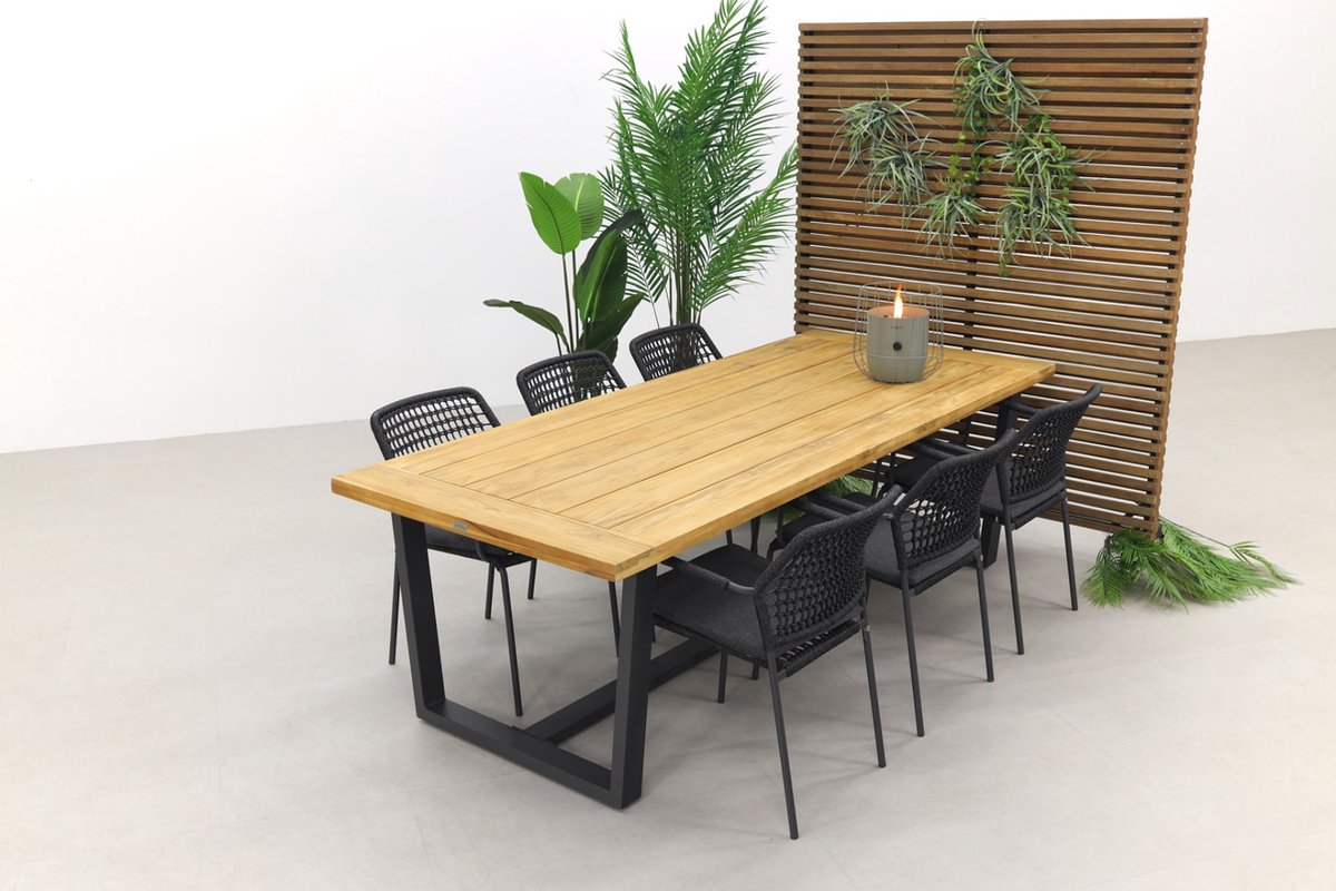 Barista - Antraciet/murano Teak - 240x100 Cm. - Tuinset 7-delig - Grijs