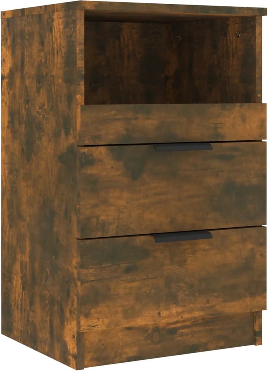 Vidaxl Nachtkastjes 2 St Bewerkt Hout Gerookt Eikenkleurig - Bruin