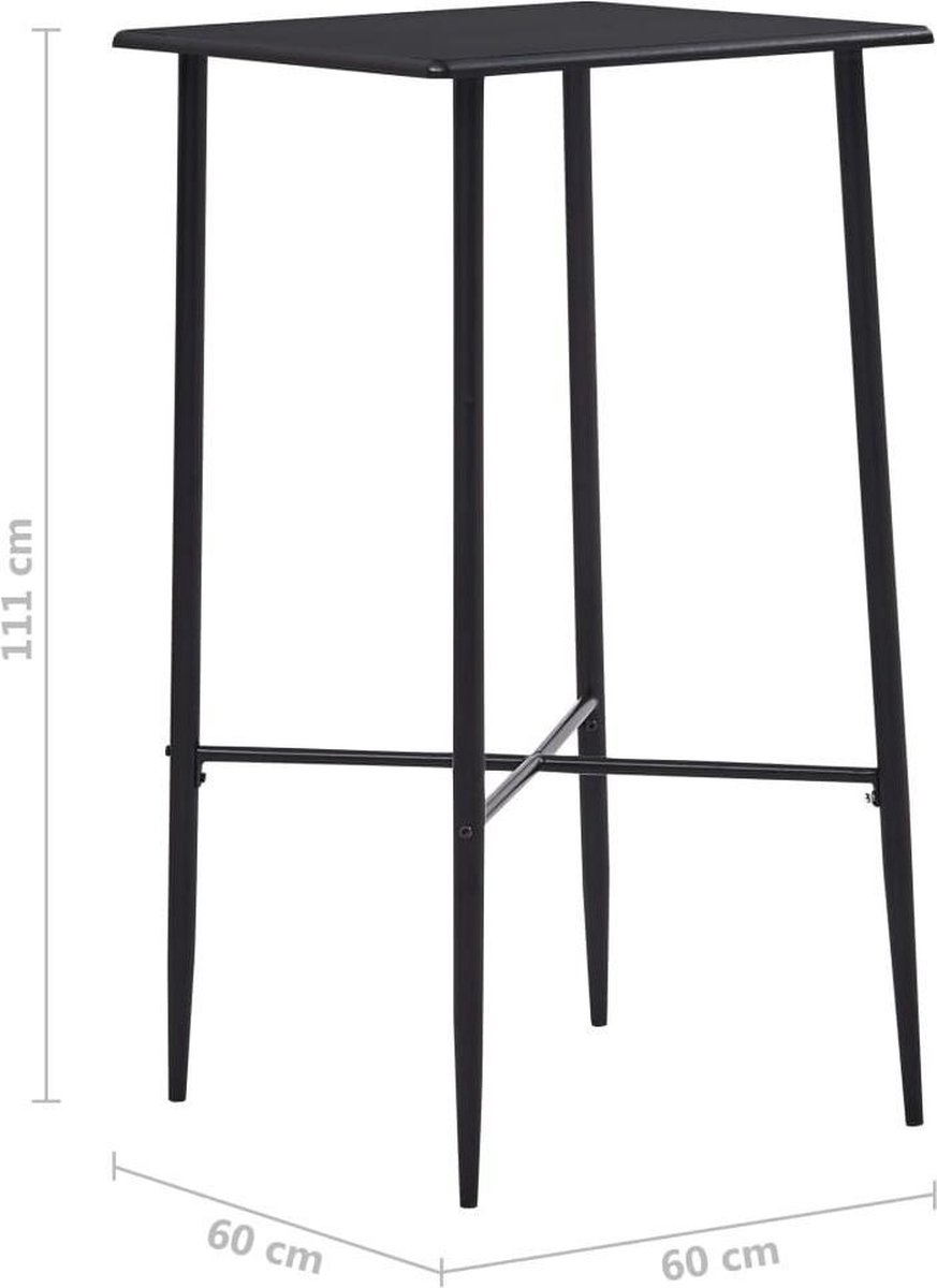 Vidaxl Bartafel 60x60x111 Cm Mdf - Zwart