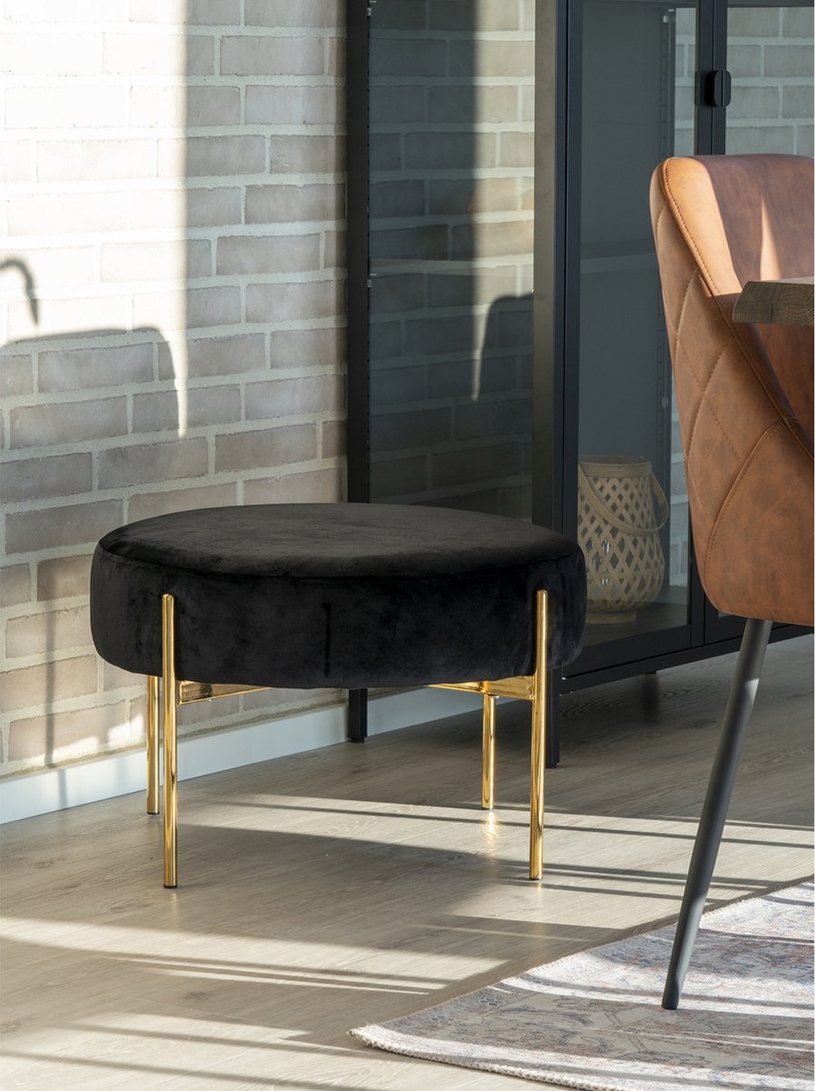 House Nordic Poef Evie - Zwart