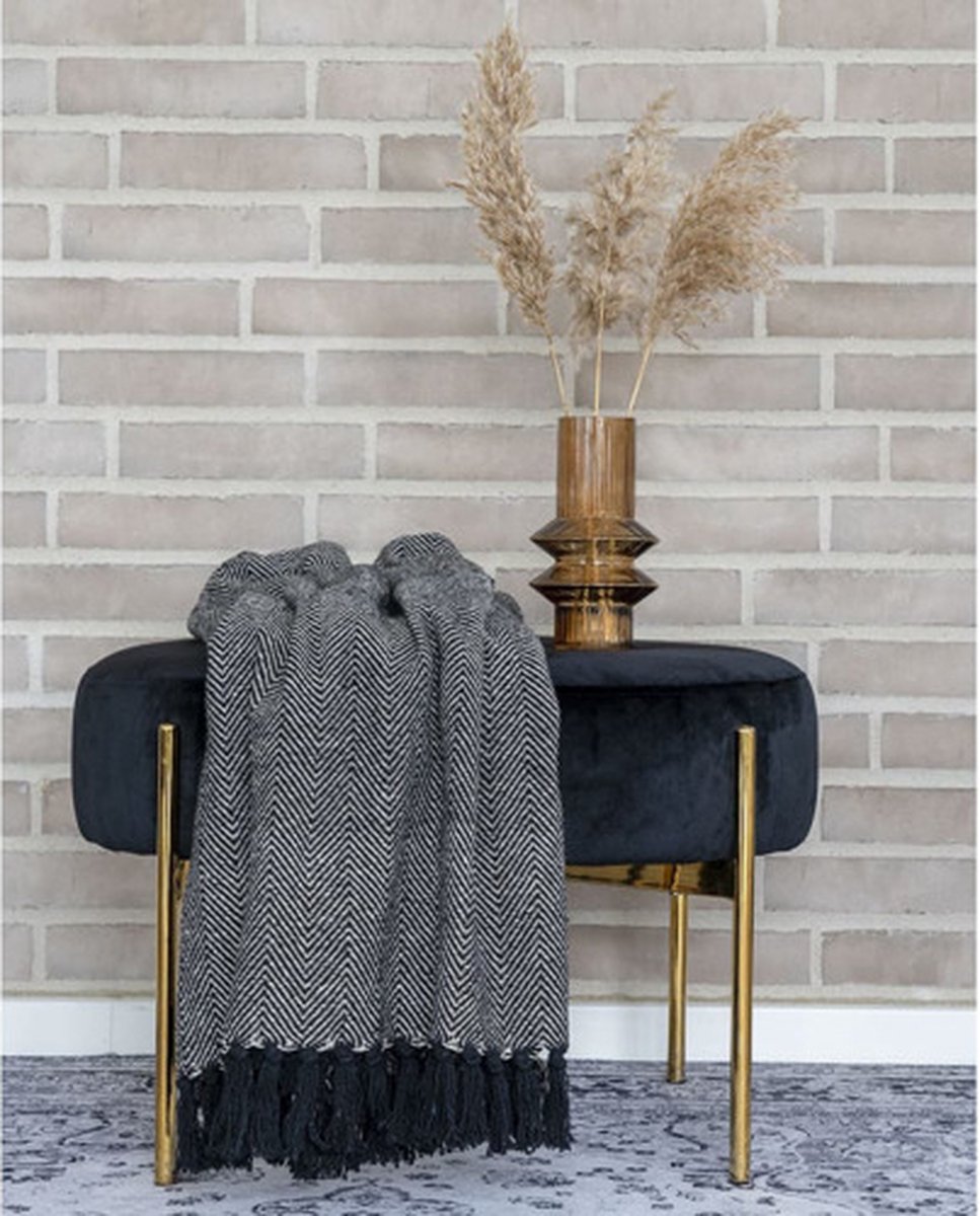 House Nordic Poef Evie - Zwart