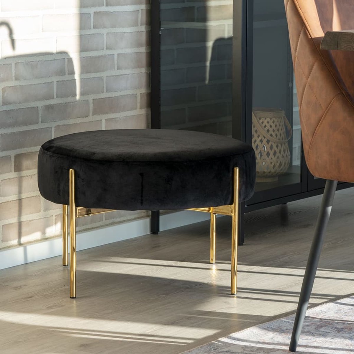 House Nordic Poef Evie - Zwart