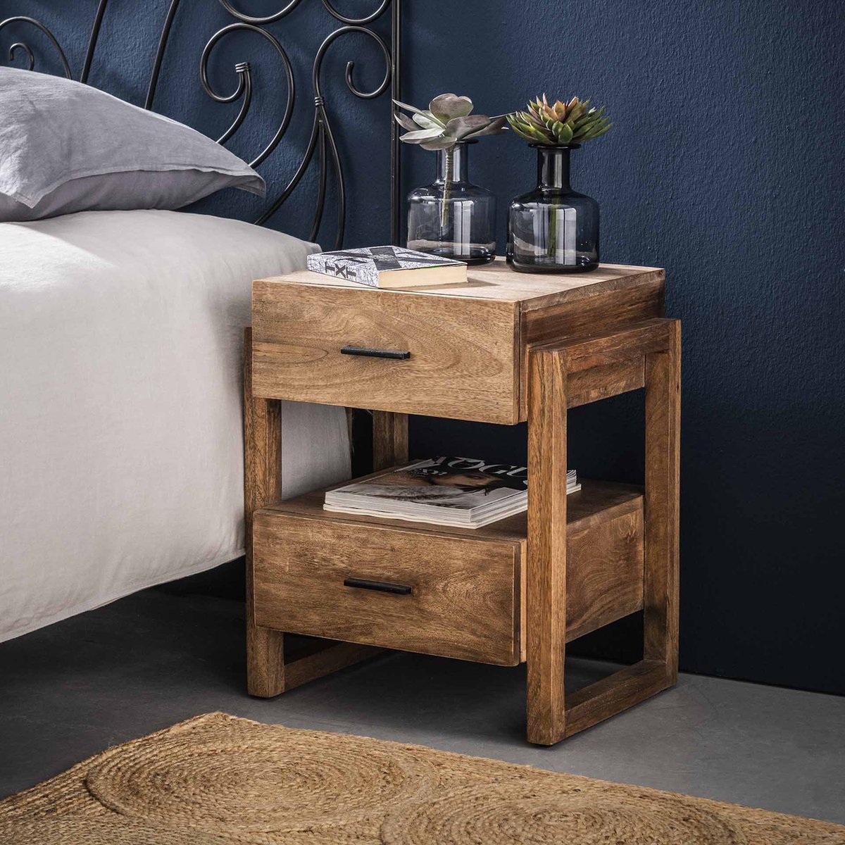 Hoyz - Nachtkastje Gobi - 2 Laden 45x40x55 - Bruin