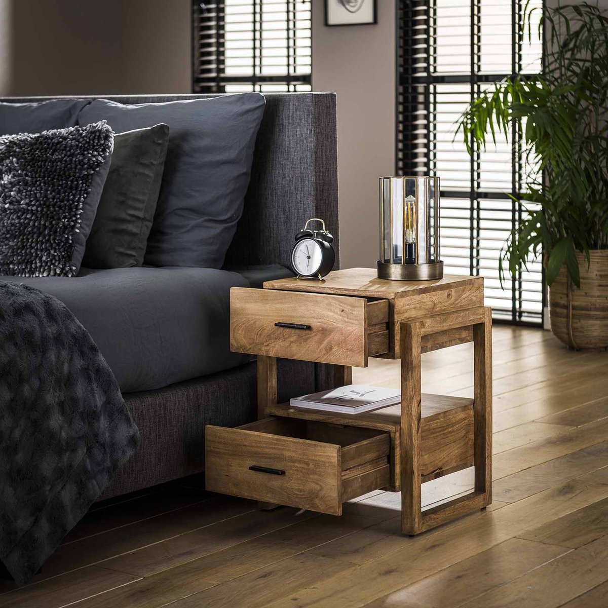 Hoyz - Nachtkastje Gobi - 2 Laden 45x40x55 - Bruin