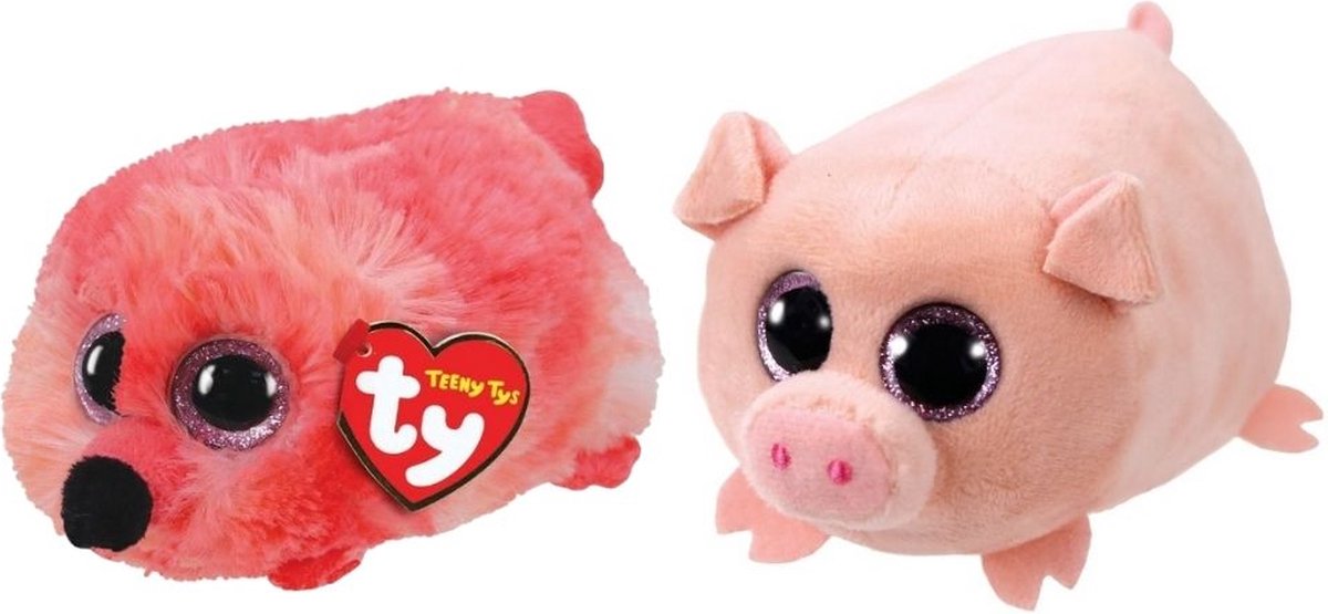 ty - Knuffel - Teeny &apos;s - Gilda Flamingo & Curly Pig