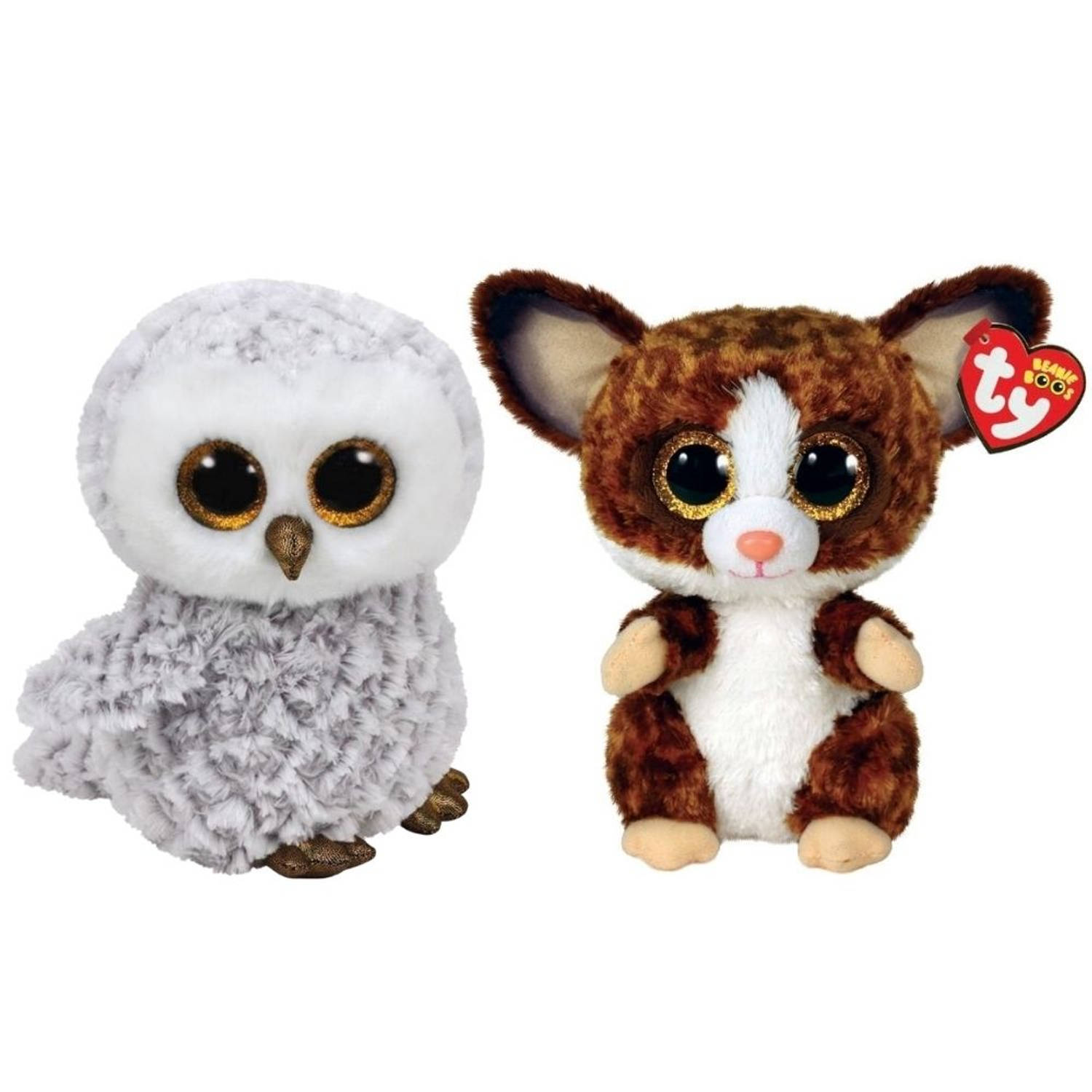 ty - Knuffel - Beanie Buddy - Owlette Owl & Bush Baby Galago