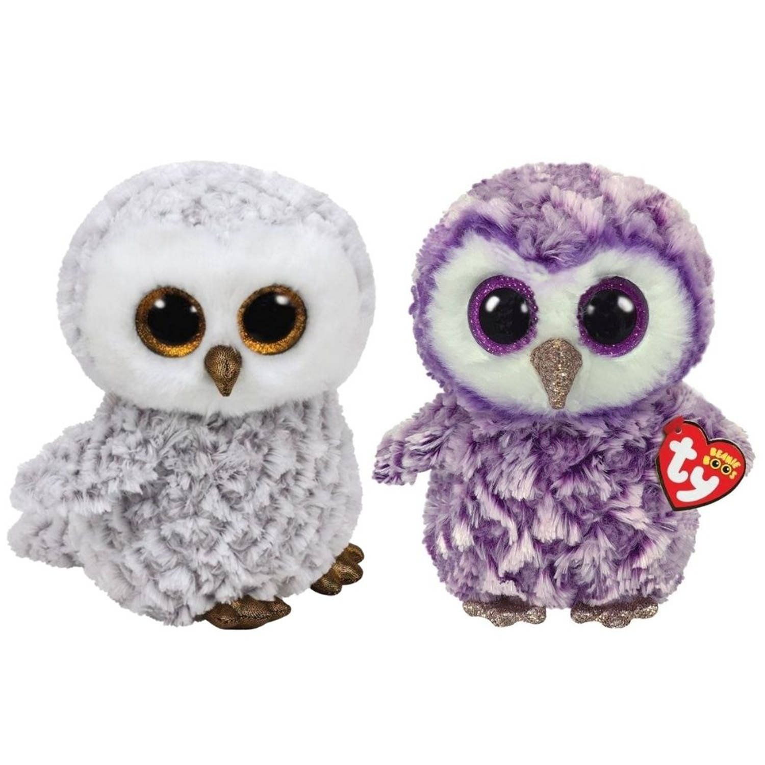 ty - Knuffel - Beanie Buddy - Owlette Owl & Moonlight Owl
