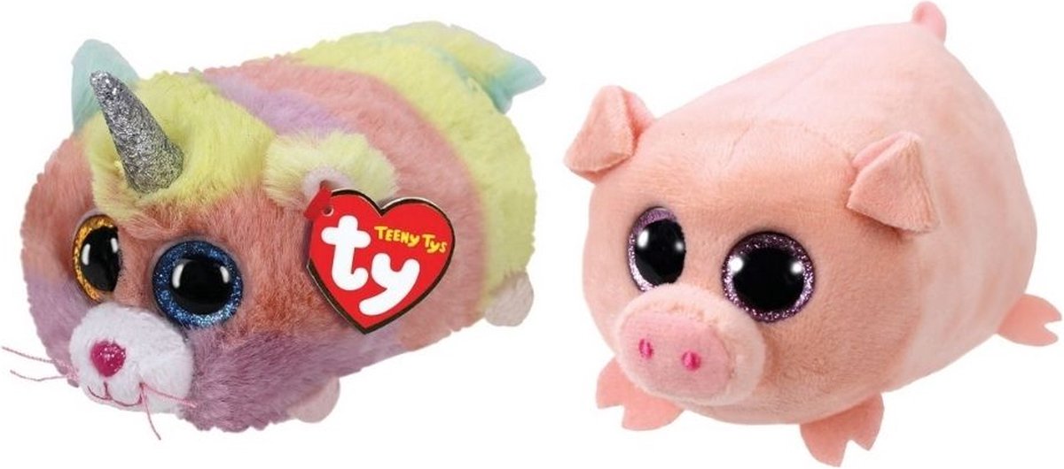ty - Knuffel - Teeny &apos;s - Heather Cat & Curly Pig