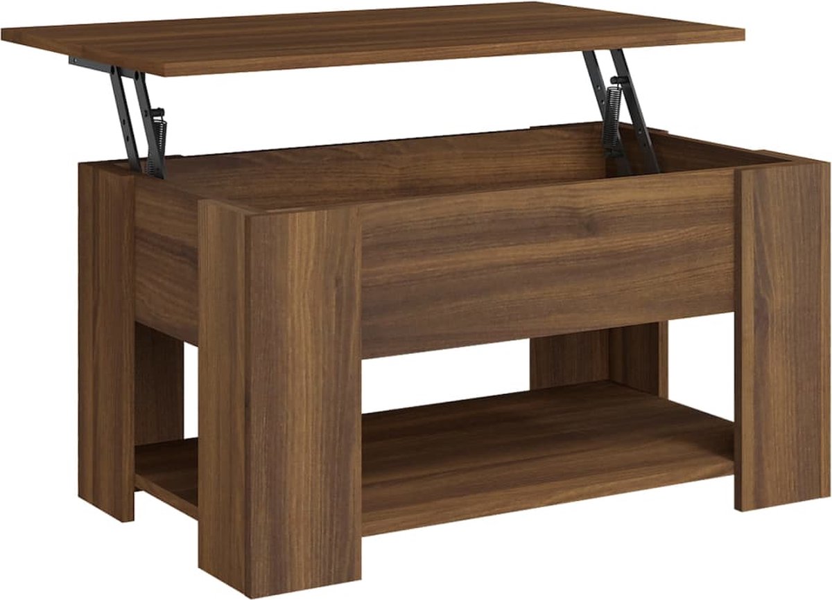 Vidaxl Salontafel 79x49x41 Cm Bewerkt Houteikenkleurig - Marrón