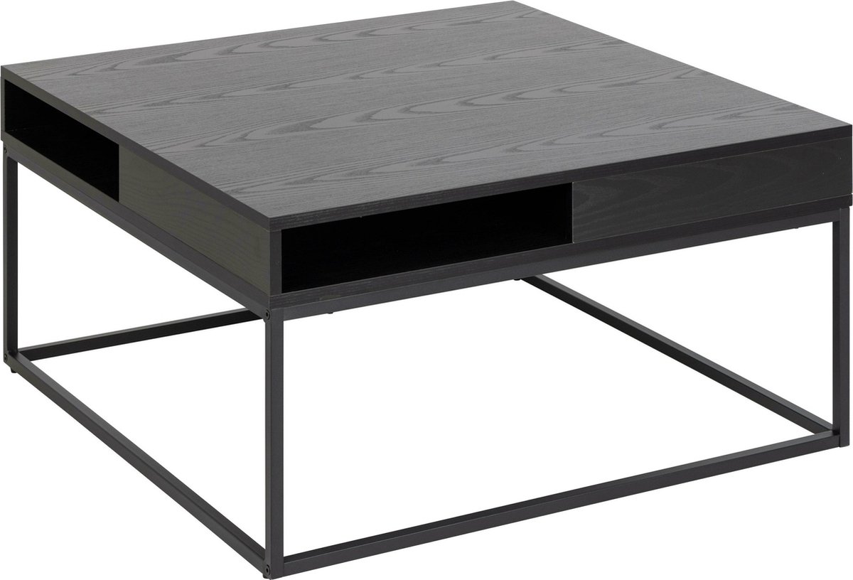 Willes Salontafel 80 X 80 Cm Met Open Vak. - Zwart