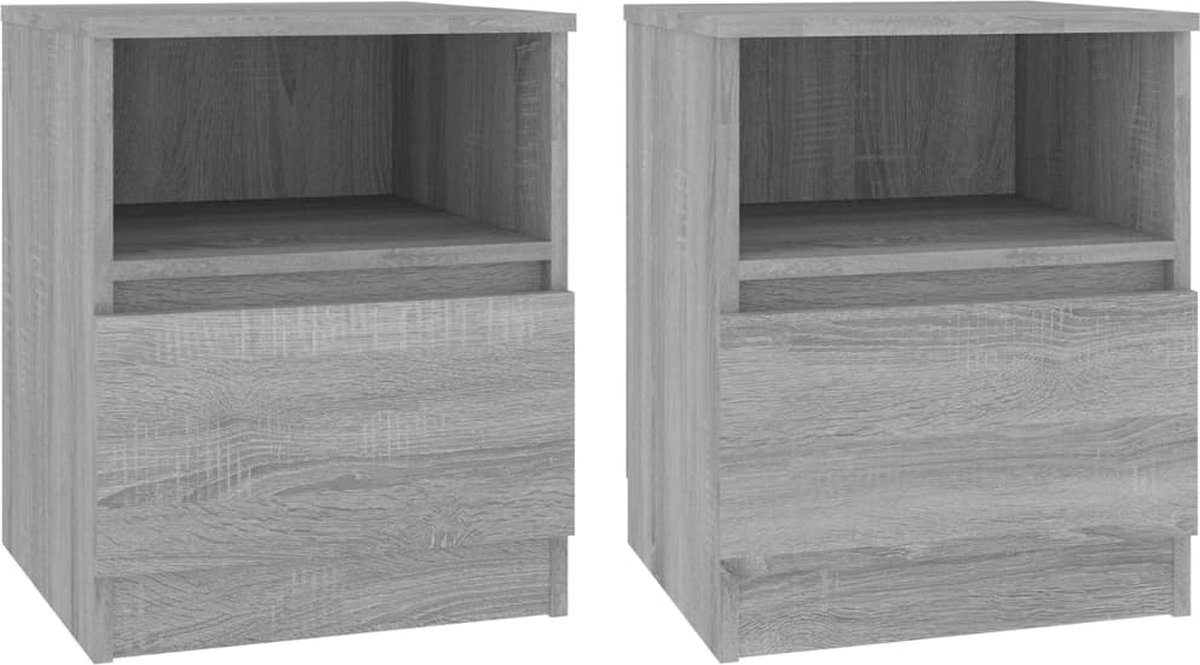 Vidaxl Nachtkastjes 2 St 40x40x50 Cm Bewerkt Hout Sonoma Eiken - Grijs