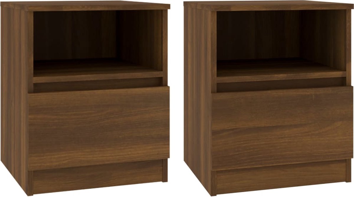 Vidaxl Nachtkastjes 2 St 40x40x50 Cm Bewerkt Houteikenkleurig - Bruin