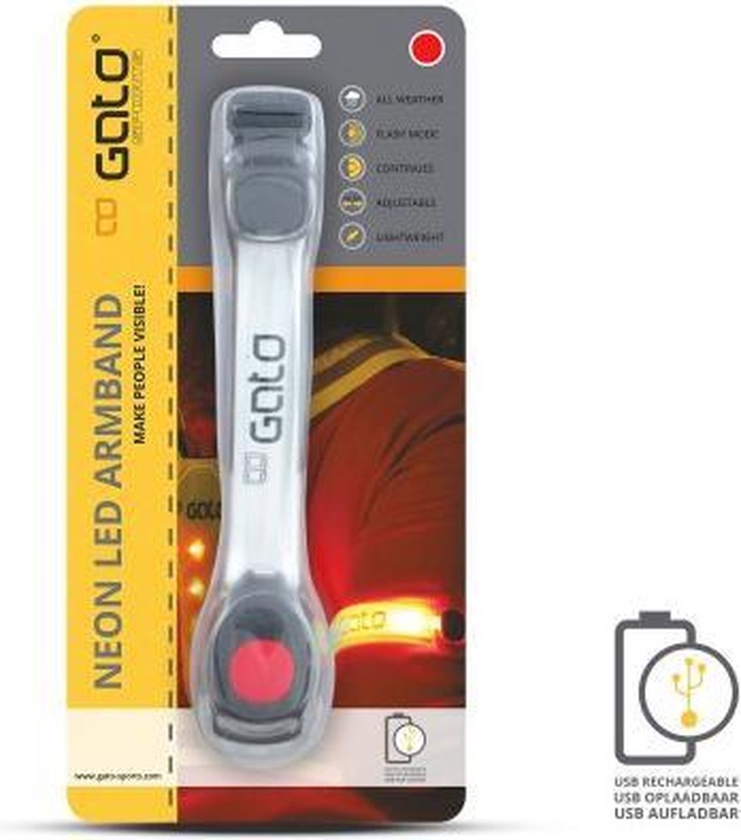 Gato Piri Sport Reflectiearmband Neon Led Polyester One-size - Rood