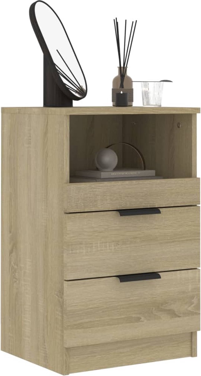 Vidaxl Nachtkastje Bewerkt Hout Sonoma Eikenkleurig - Bruin