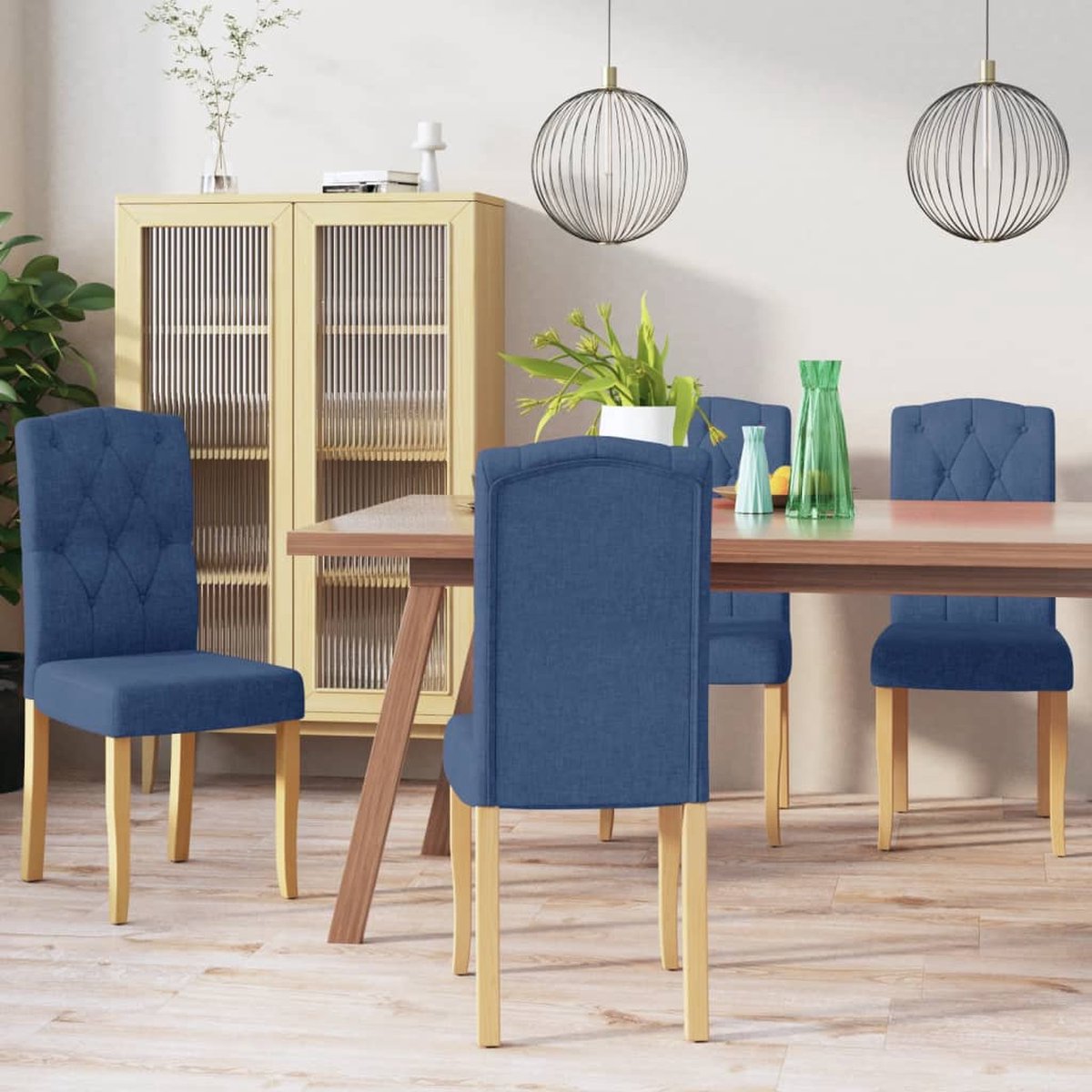 Vidaxl Eetkamerstoelen 4 St Stof - Blauw