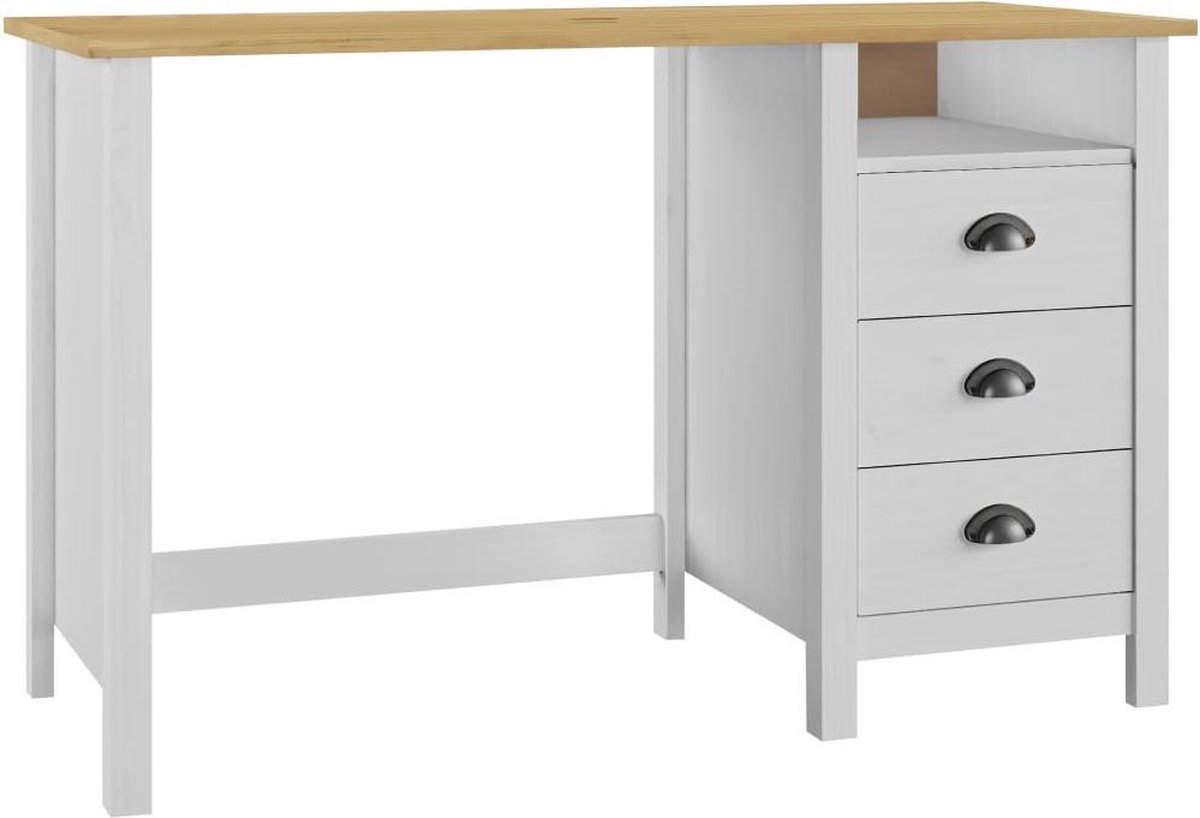 Vidaxl Bureau Hill Range Met 3 Lades 120x50x74 Cm Massief Grenenhout