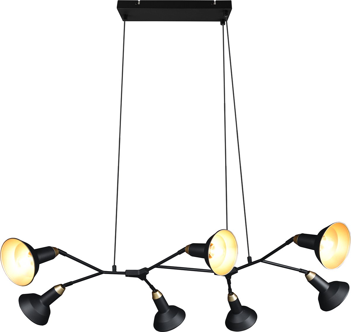 BES LED Led Hanglamp - Hangverlichting - Trion Rollo - E14 Fitting - 7-lichts - Rond - Mat - Aluminium - Zwart
