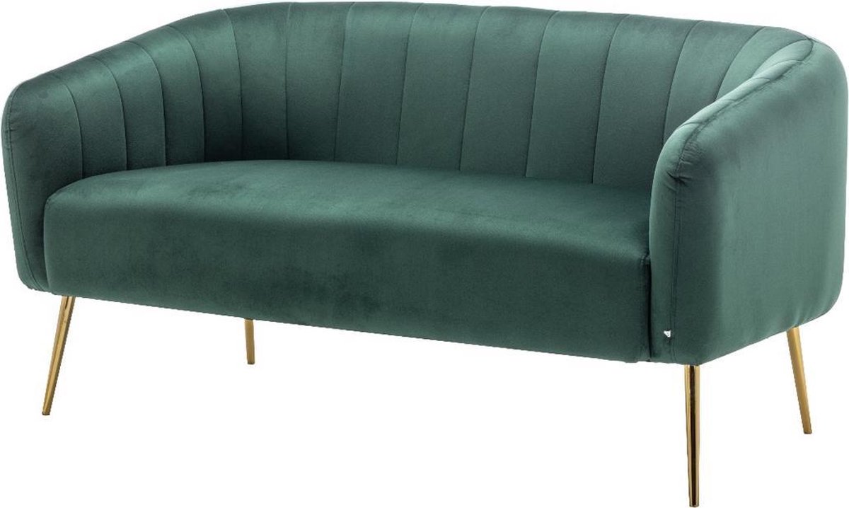 Lizzely Garden & Living Zitbank Joanne 2 Zits Velvet Bankstel 140cm Stof Bank - Groen