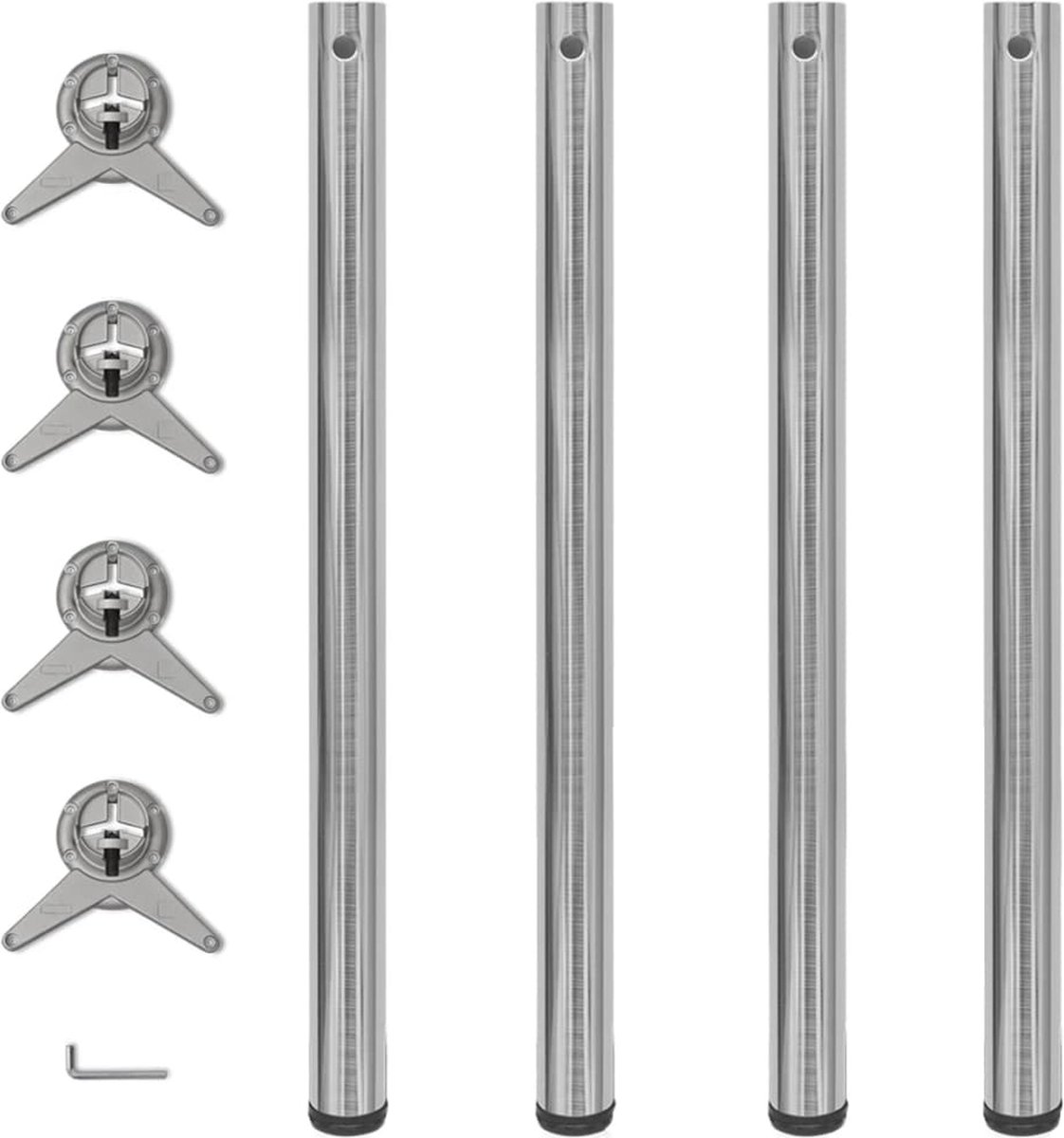 Tafelpoten In Hoogte Verstelbaar Geborsteld Nikkel 870 Mm 4 St - Silver