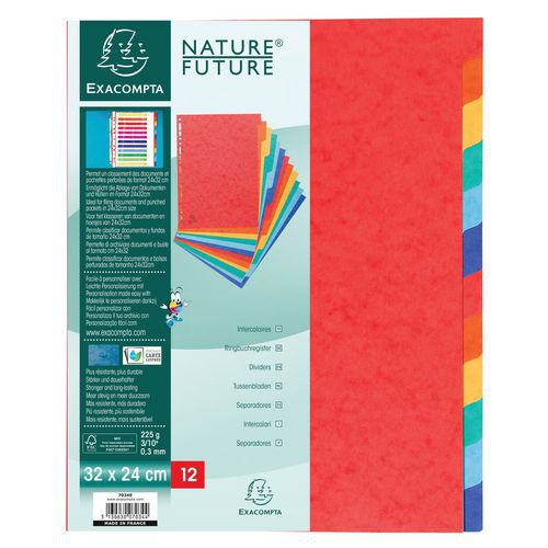 Exacompta Tabblad echt glanskarton 225g 12 tab 24x32cm