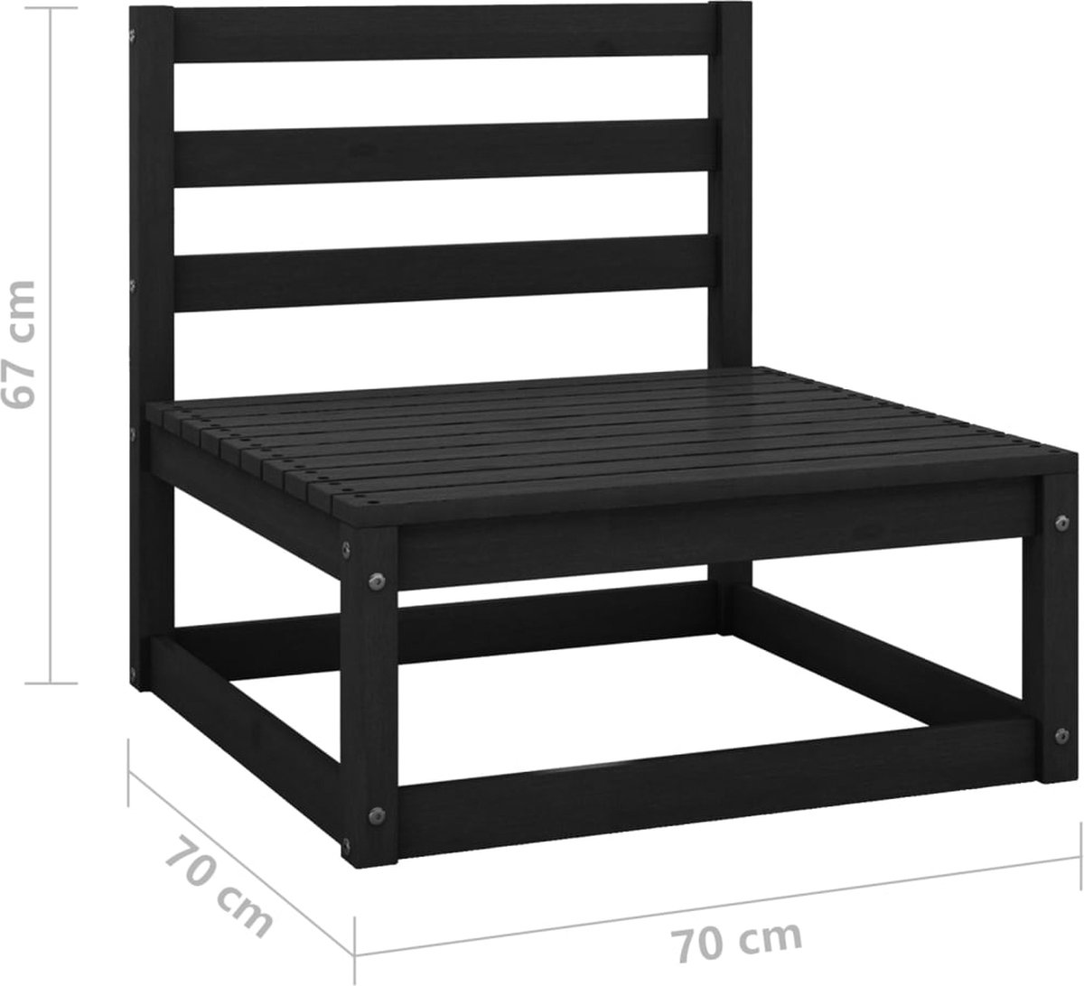 Vidaxl Tuinmiddenbank 2 St Massief Grenenhout - Zwart