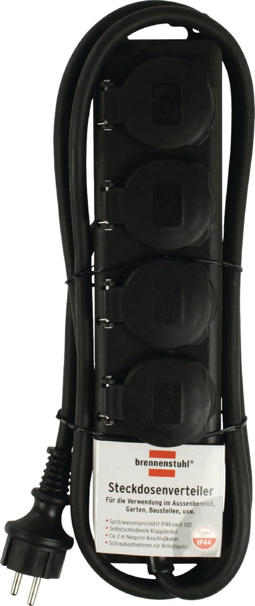 Brennenstuhl 1159960 Stekkerdoos zonder schakelaar 4-voudig Randaarde stekker 1 stuk(s) - Zwart
