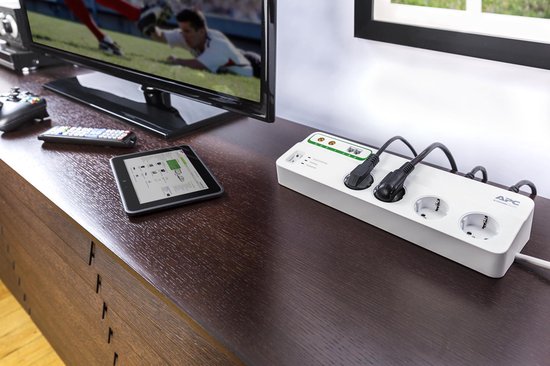 Schneider Electric PMF83VT-GR Overspanningsveilige stekkerdoos 8-voudig Randaarde stekker 1 stuk(s) - Wit