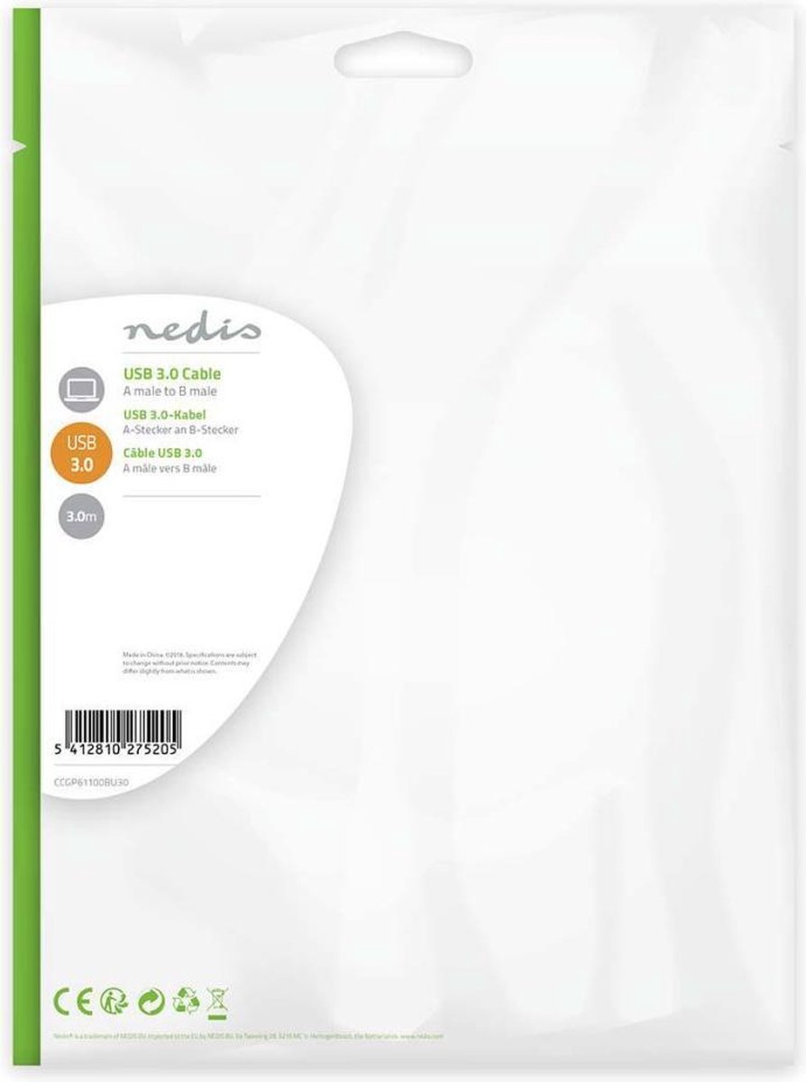 Nedis Usb-kabel 3.00 M - Blauw