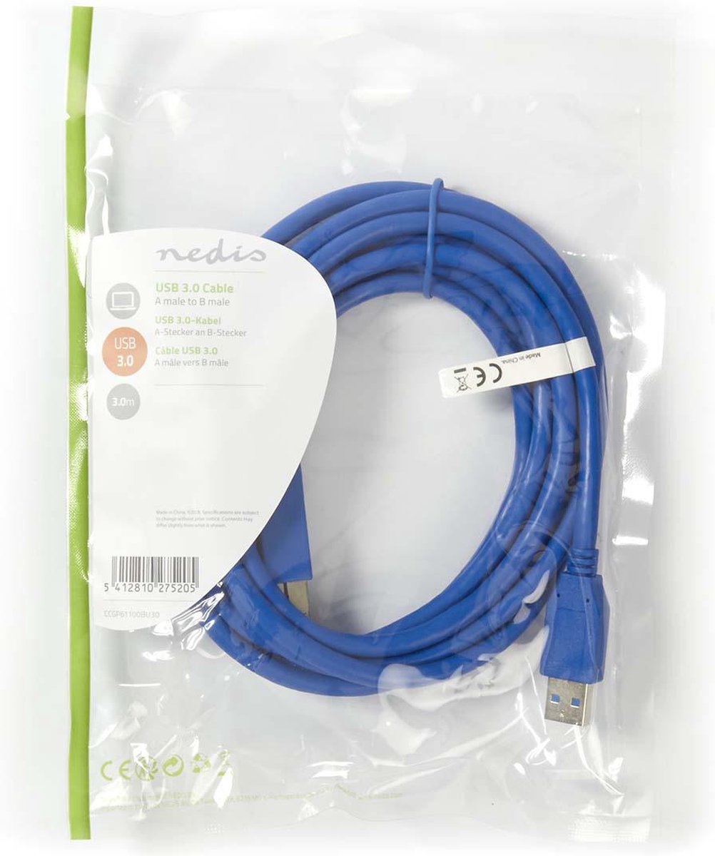 Nedis Usb-kabel 3.00 M - Blauw